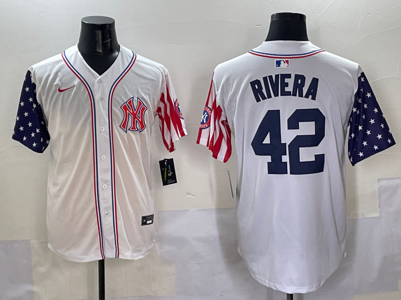 Men 2025  MLB New York Yankees #42 Rivera white jersey style 19->new york yankees->MLB Jersey